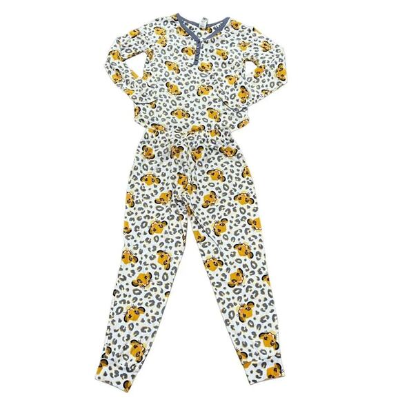 Disney Lion King Simba Leopard Print Soft Fleece Pajama Set Size Small - Picture 1 of 5